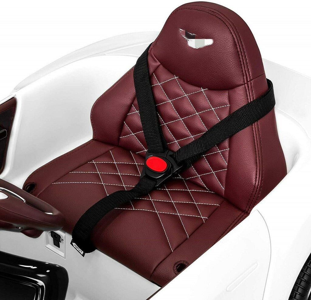 12V Electric Ride-On Car for Kids with Remote Control, LED Lights, and MP3 Player - Bentley Style in White