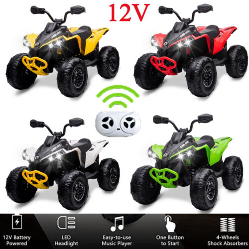 12V Electric Ride-On Car for Kids with Remote Control, LED Lights, and Music