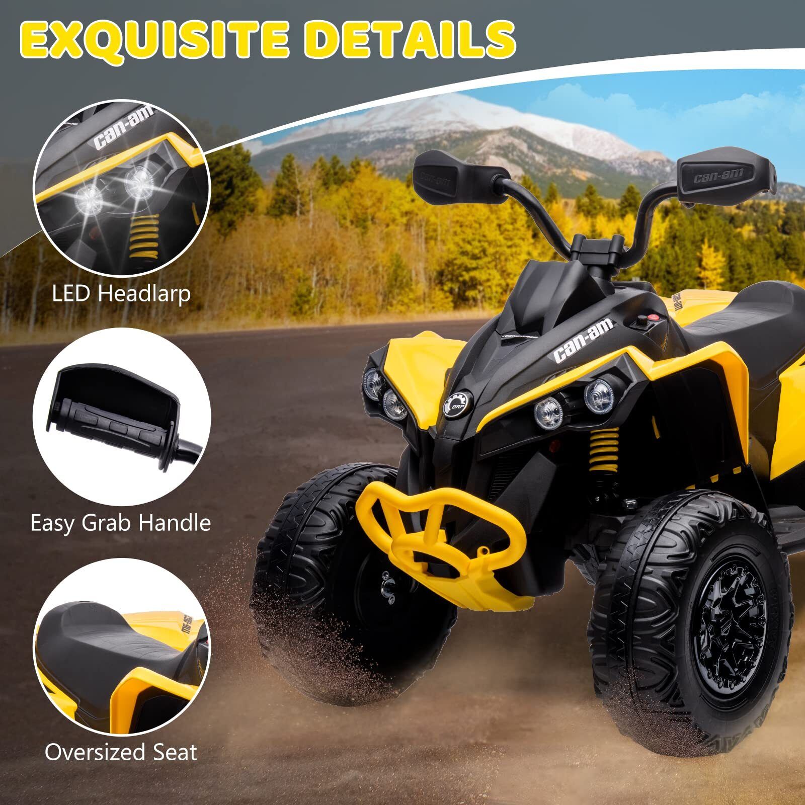 12V Electric Ride-On Car for Kids with Remote Control, LED Lights, and Music