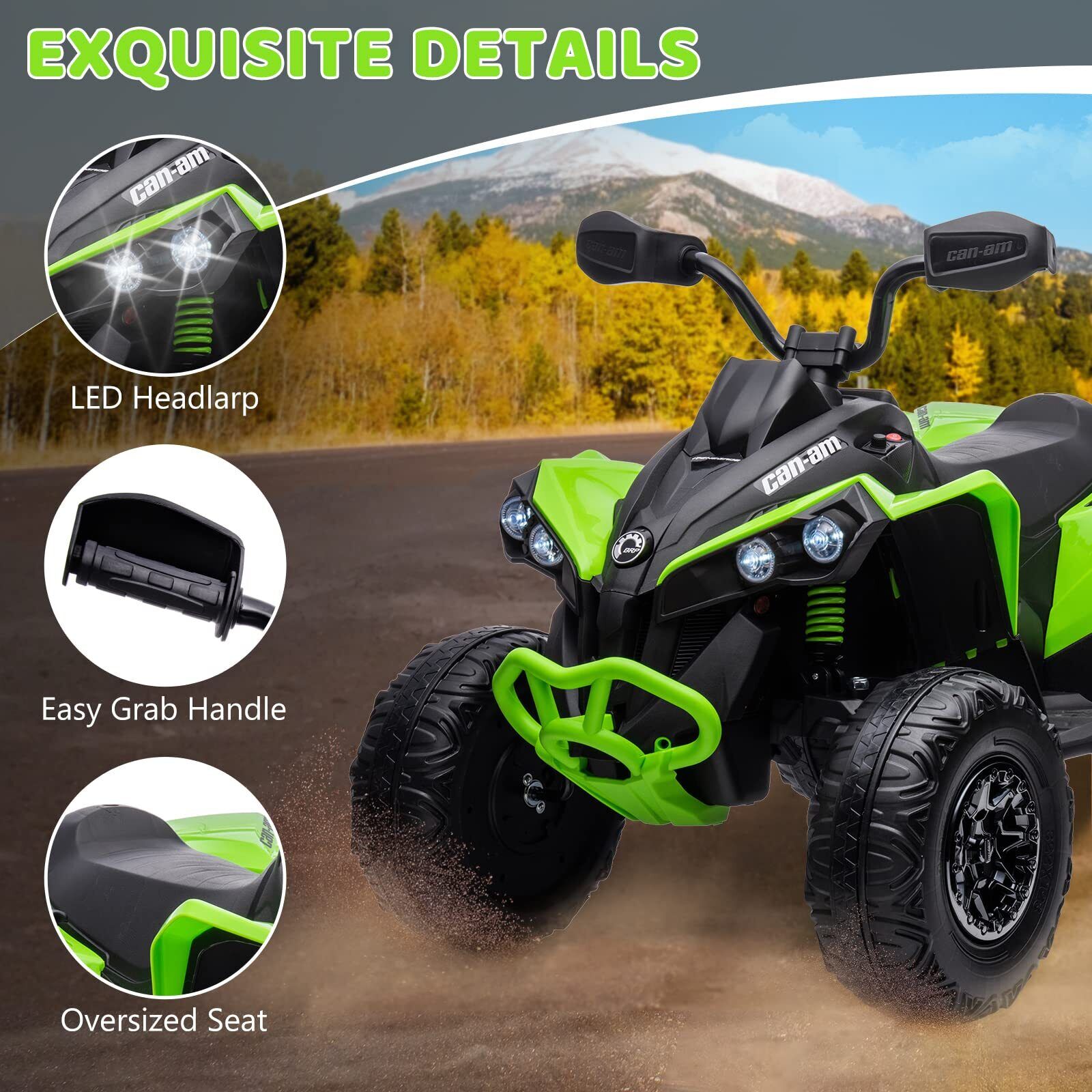 12V Electric Ride-On Car for Kids with Remote Control, LED Lights, and Music