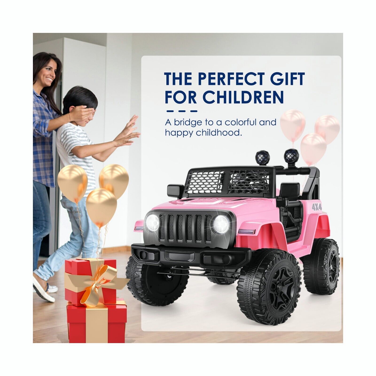 12V Electric Ride-On Car for Kids with Remote Control, MP3 Player, and LED Lights - Perfect Gift Toy