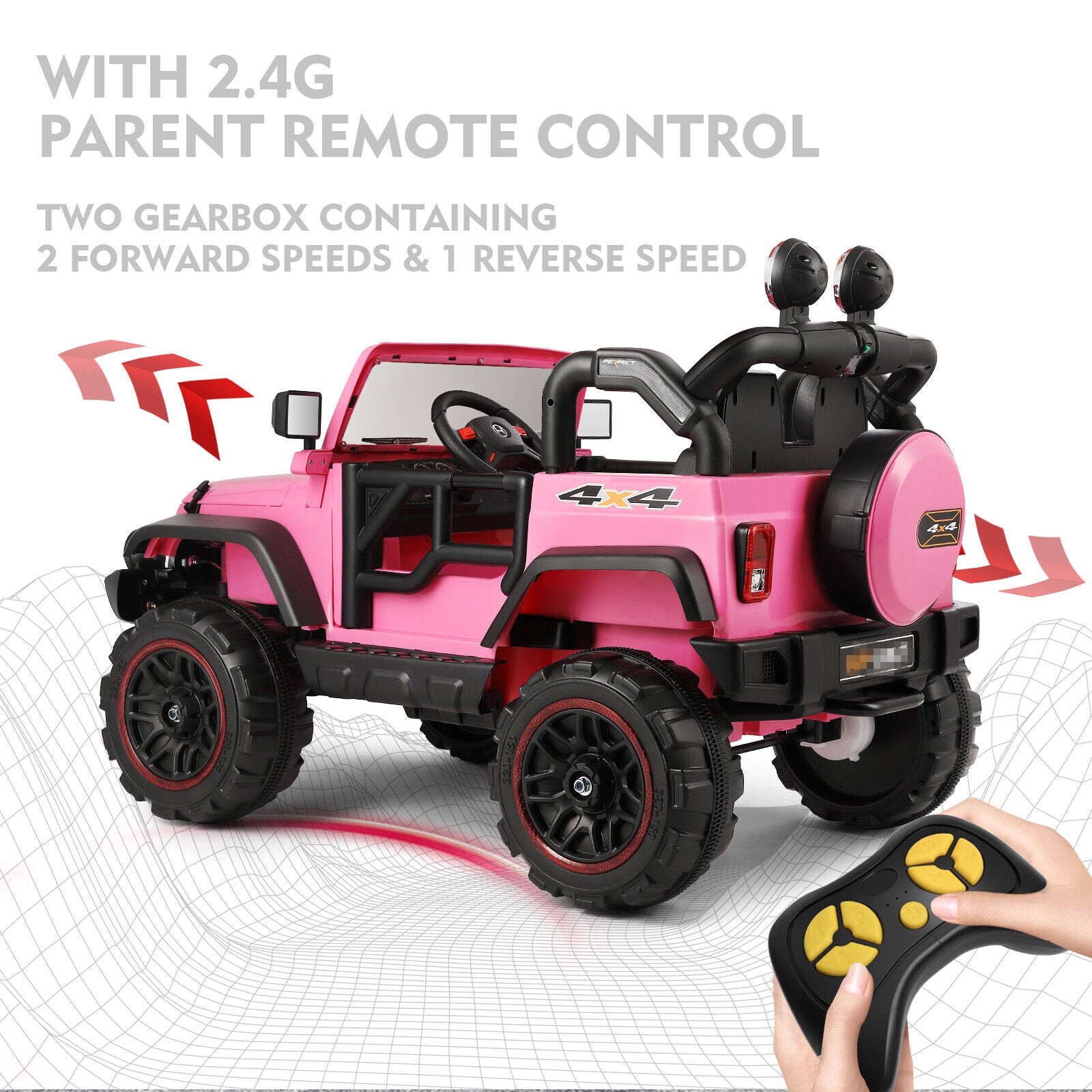 12V Electric Ride-On Car for Kids with Remote Control, MP3 Player, LED Lights, and Cover