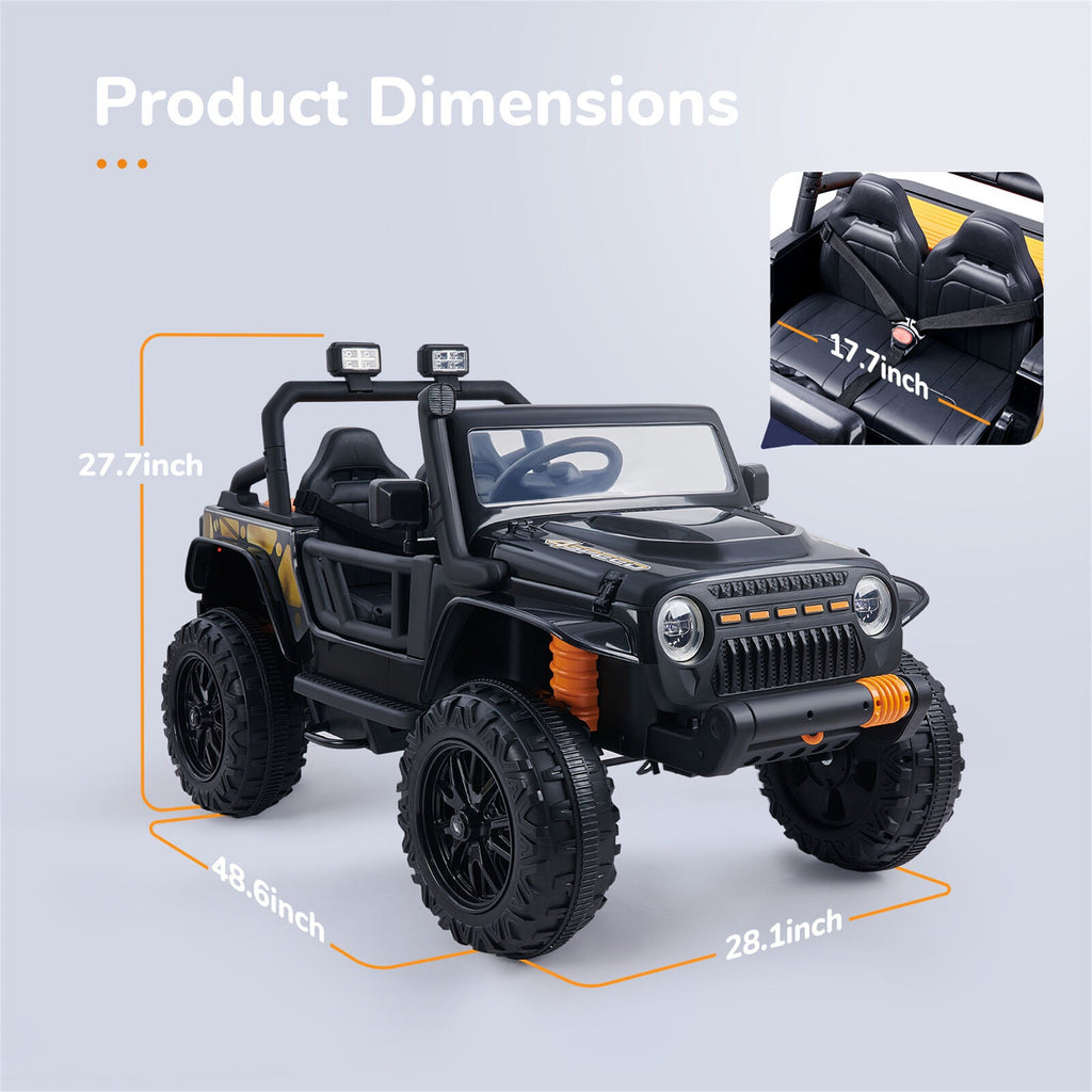 KLOKICK 12V Electric Off-Road UTV Truck for Kids with LED Headlights and Music