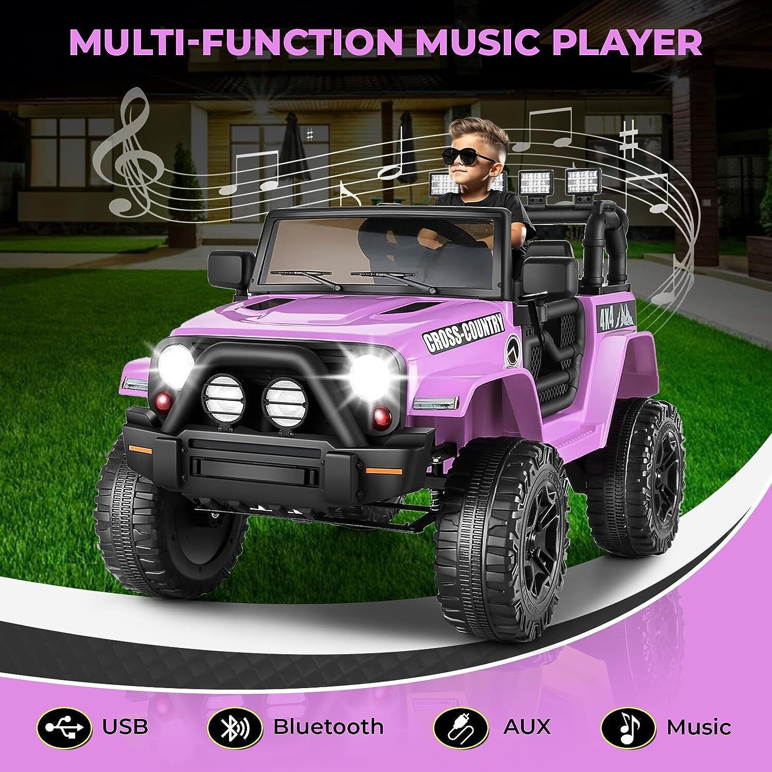 12V Electric Ride On Car for Kids with Spring Suspension & Remote Control