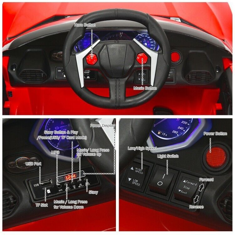 12V Electric Ride-On Car for Toddlers with Remote Control and Lights