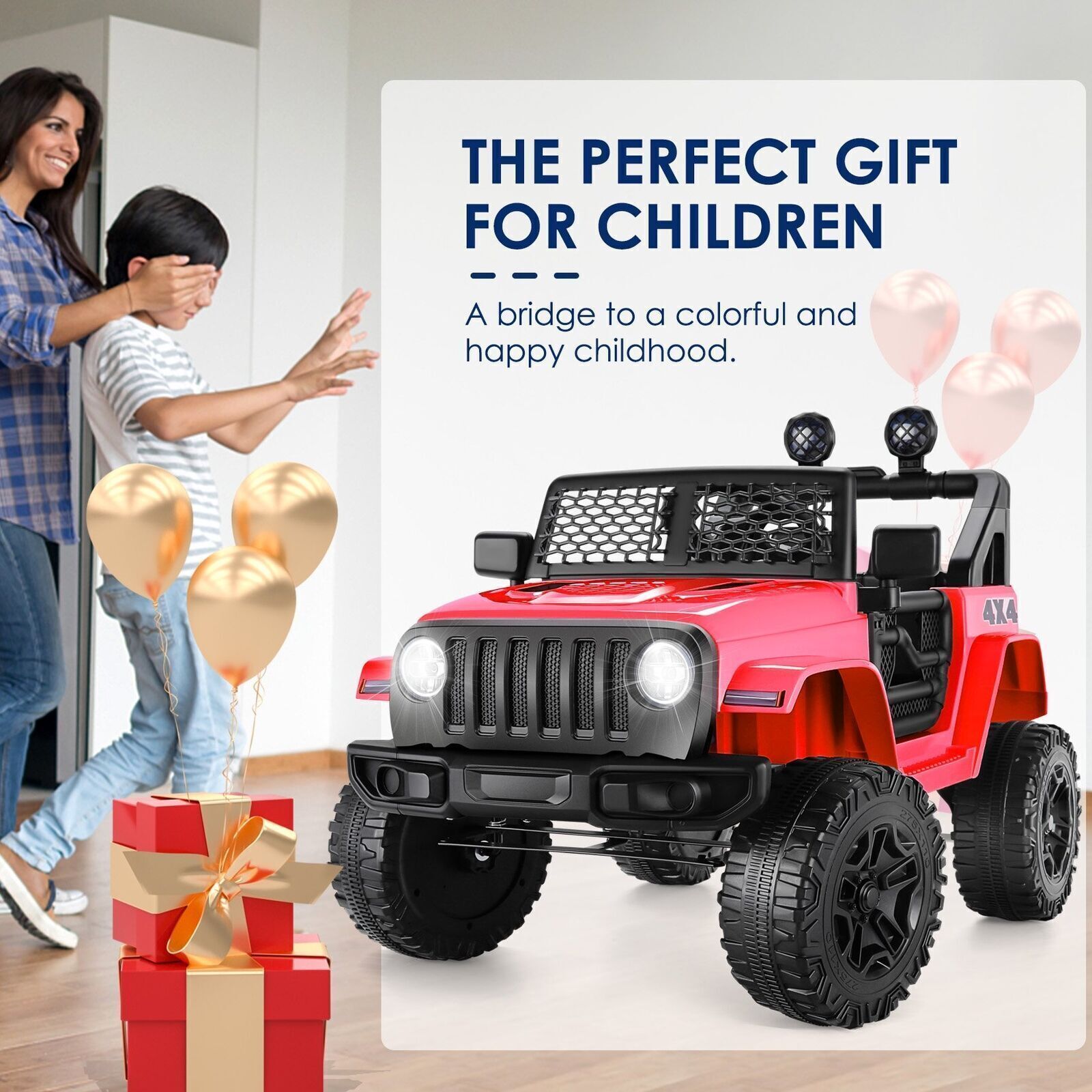 12V Electric Ride-On Car Trucks for Kids with Remote Control, MP3 & LED Lights