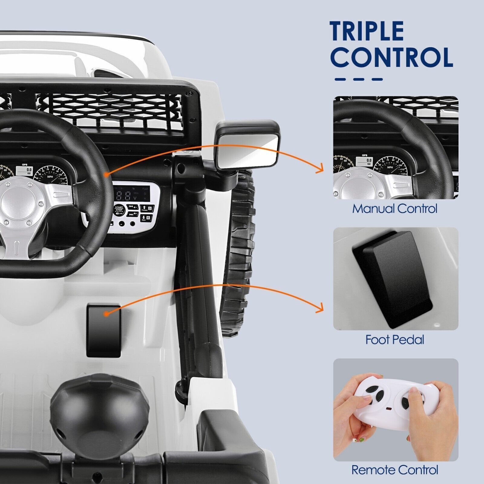 12V Electric Ride-On Trucks for Kids with Remote Control, MP3 Music, and Lights