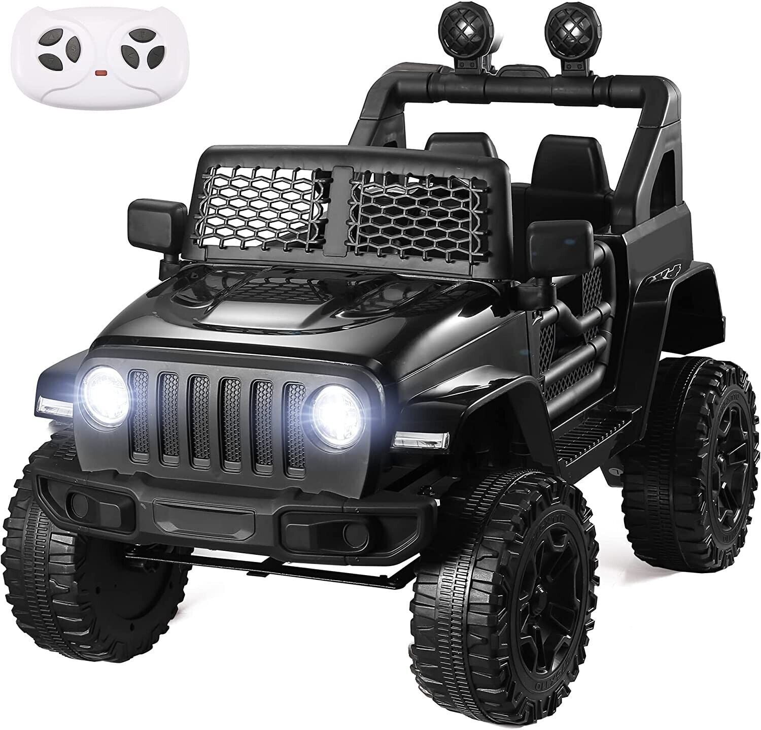 12V Electric Ride-On Car with MP3, Lights, and Remote Control - Black