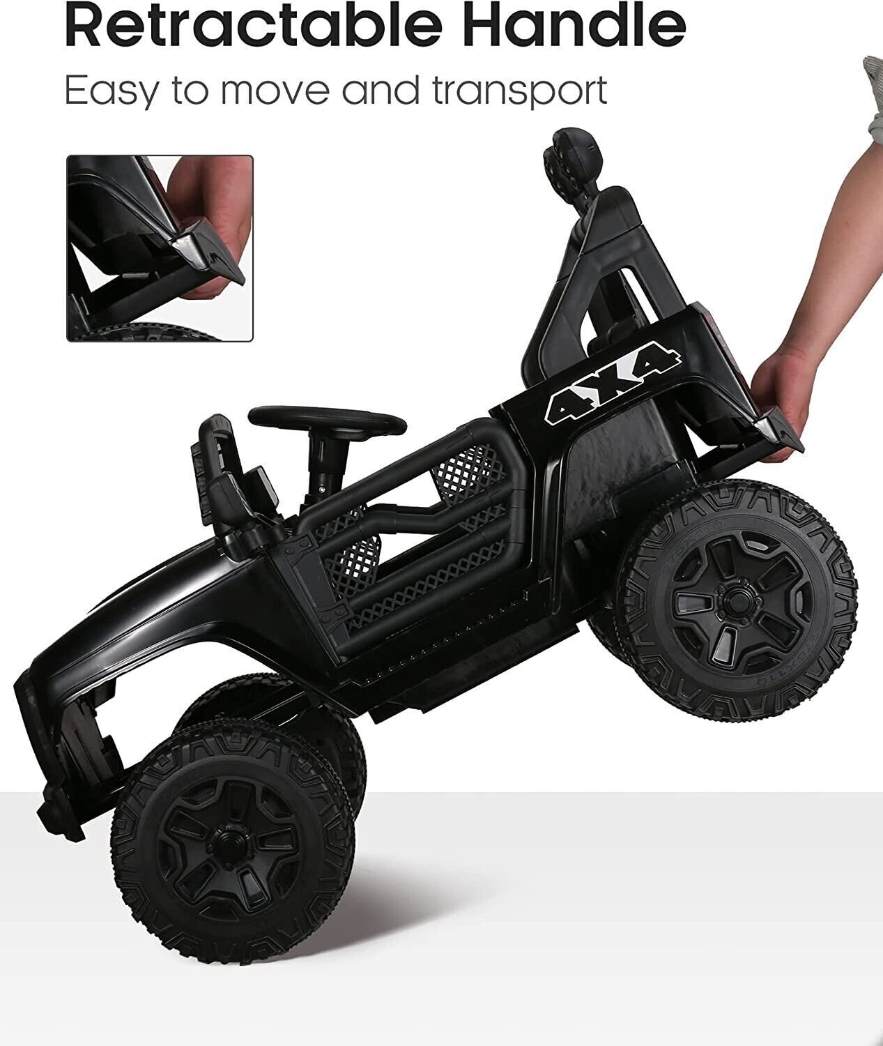 12V Electric Ride-On Car with MP3, Lights, and Remote Control - Black