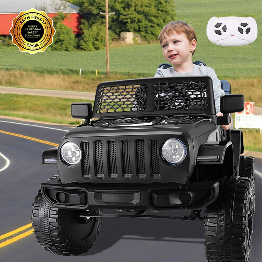 12V Electric Ride-On Car with MP3, Lights, and Remote Control - Black