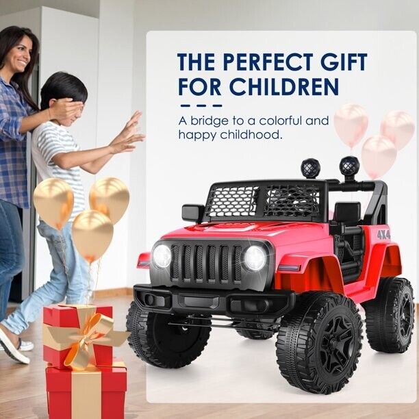 12V Electric Ride-On Car with MP3, Lights, and Remote Control - Red