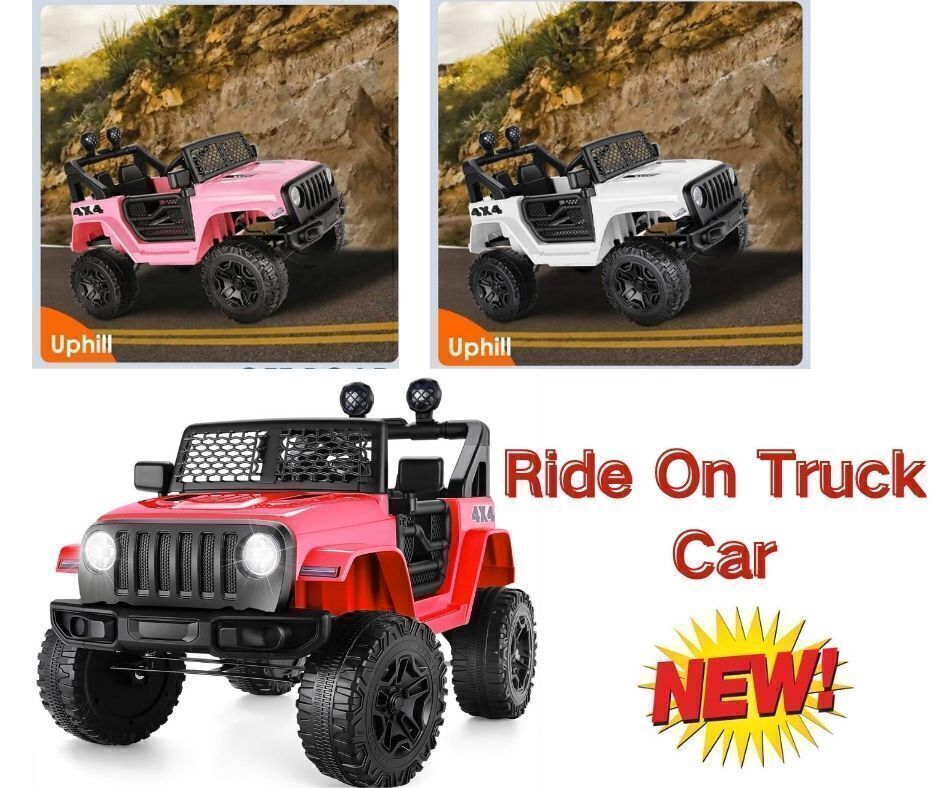 12V Kids Electric Jeep with Remote Control, 3 Speeds, LED Lights, and USB Port