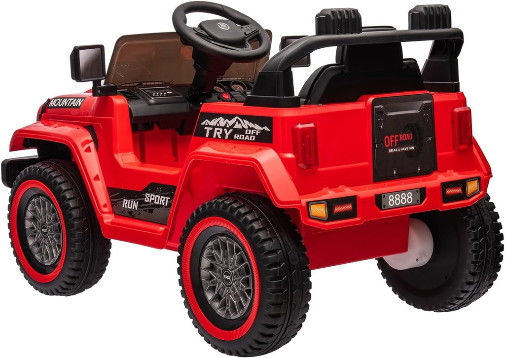12V Electric Ride On Jeep Toy Car for Kids with Remote Control, Music, and LED Lights - 3 Speed Options