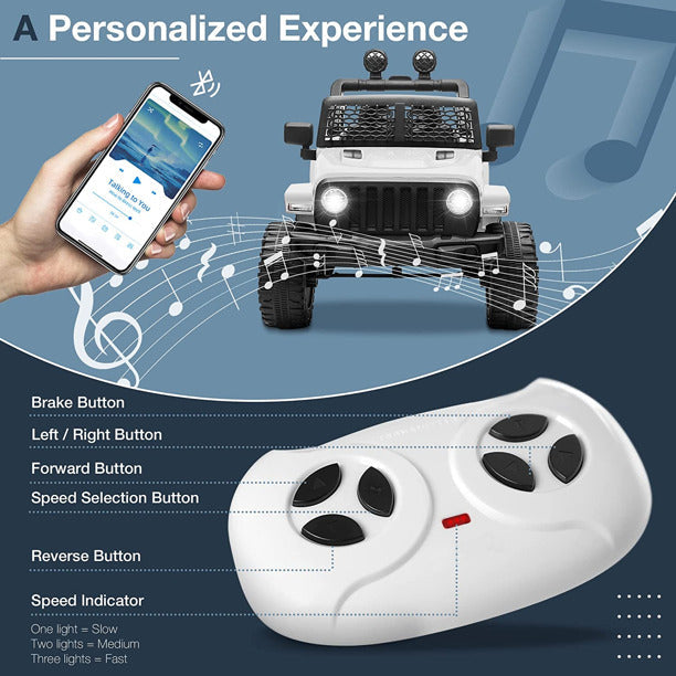 12V Electric Ride On Jeep Toy Car with USB, Bluetooth, and Remote Control for Kids