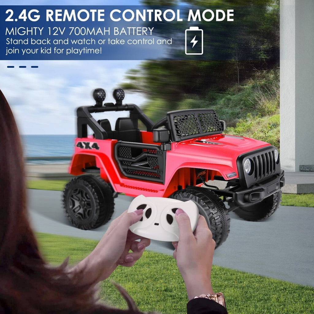 12V Electric Ride On Jeep Toy Car with USB, Bluetooth, and Remote Control for Kids