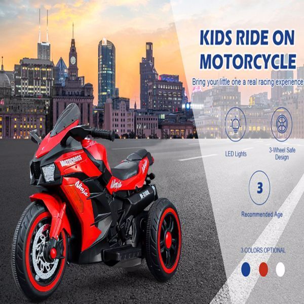 12V Electric Ride-On Motorcycle for Kids - Rechargeable 3 Wheel Motorbike