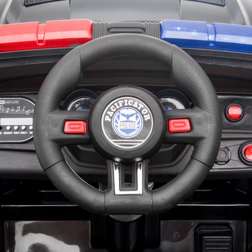 12V Electric Ride On Police Car for Kids with Remote Control - Black