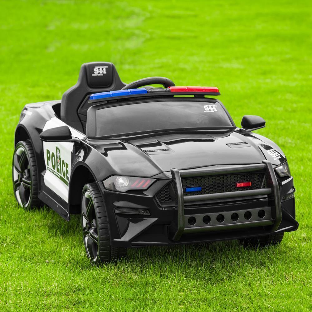12V Electric Ride On Police Car for Kids with Remote Control - Black
