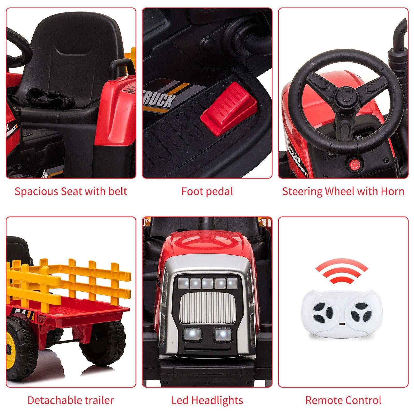 12V Electric Ride on Tractor for Kids with Remote Control - Battery Powered Vehicle