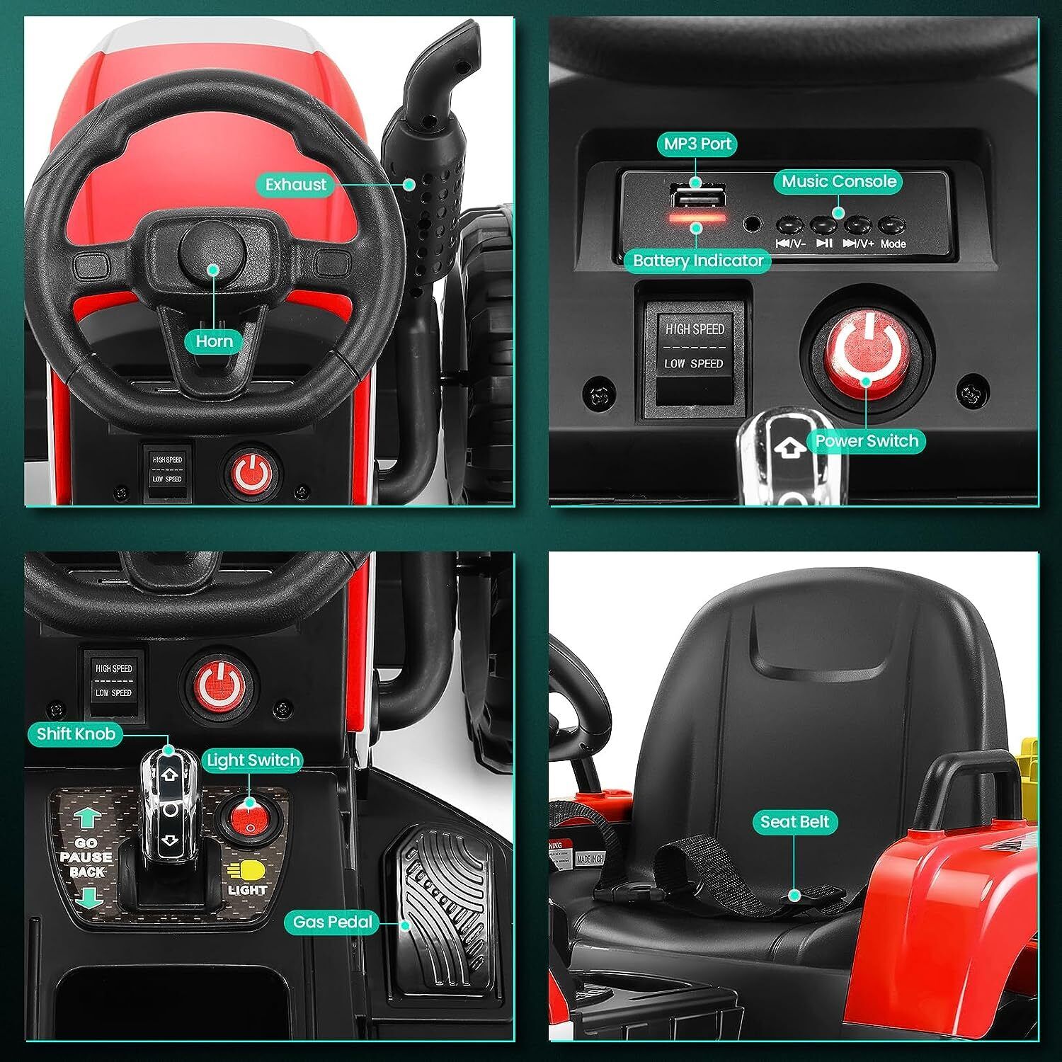 12V Electric Ride-On Tractor with Trailer for Kids - Includes Remote Control!