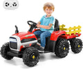 12V Electric Ride-On Tractor with Trailer for Kids by Hikole