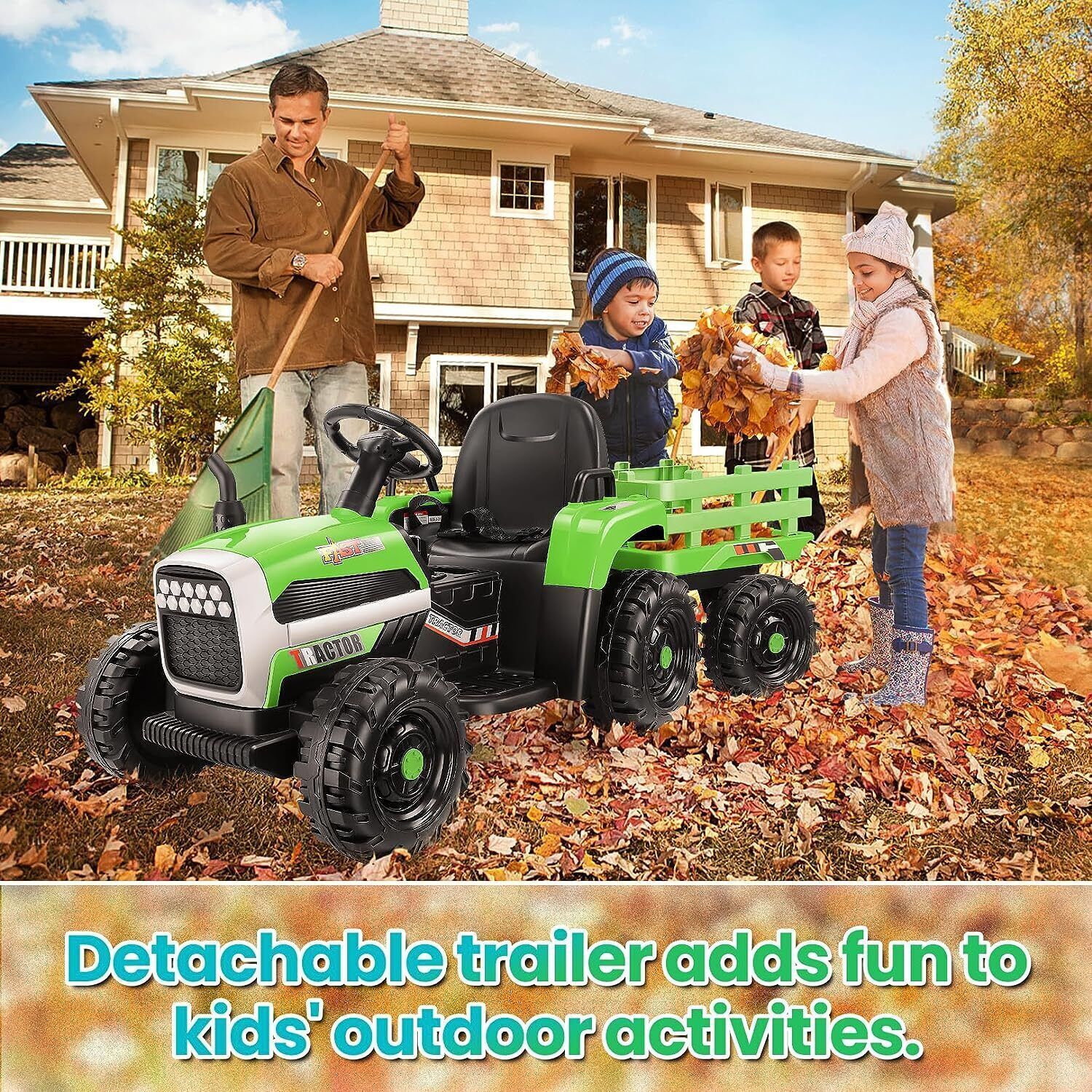 12V Electric Ride-On Tractor with Trailer for Kids - Remote Controlled Toy Car