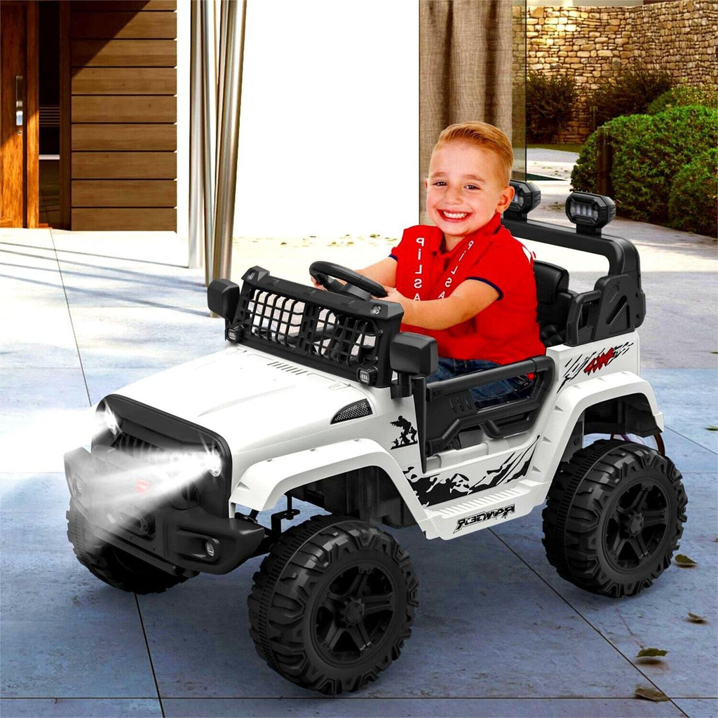 12V Electric Ride-On Truck for Kids with Remote Control - 2 Speeds, White