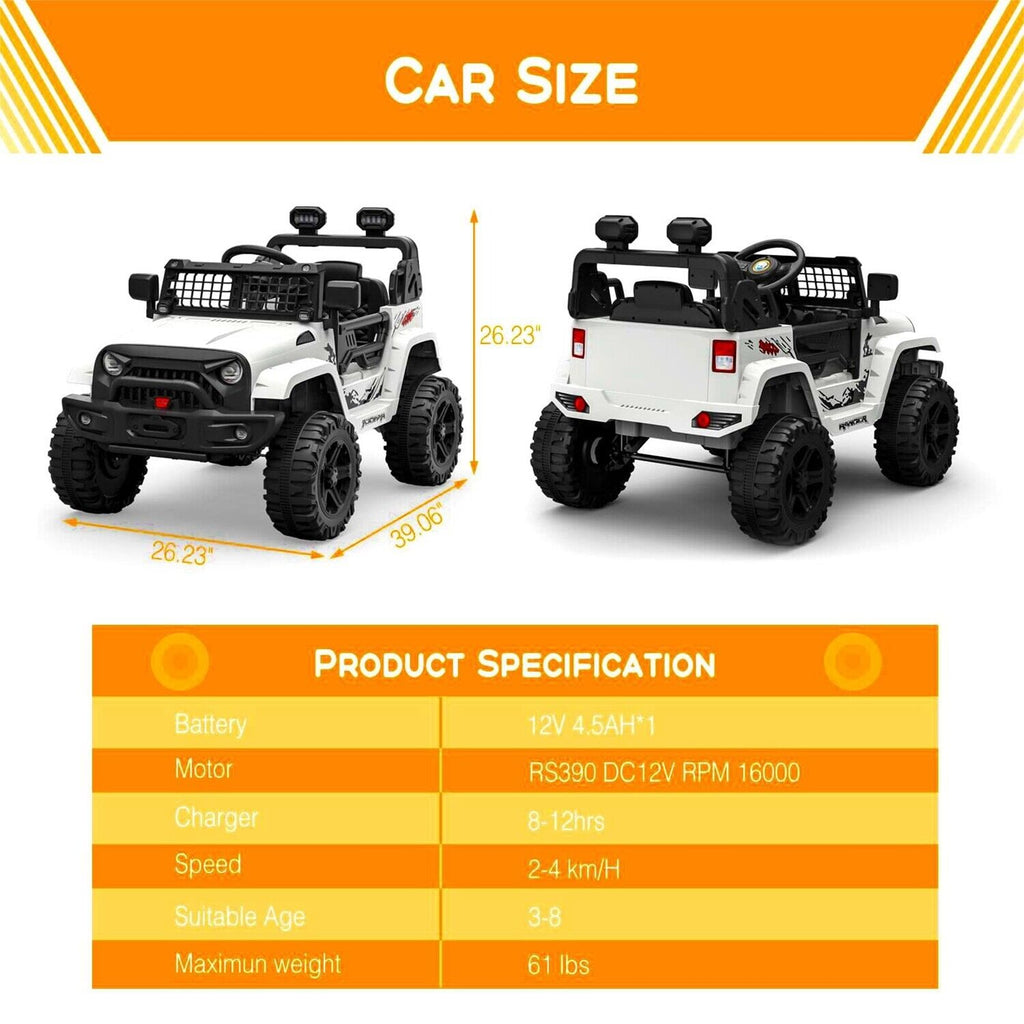 12V Electric Ride-On Truck for Kids with Remote Control and 2 Speed Options