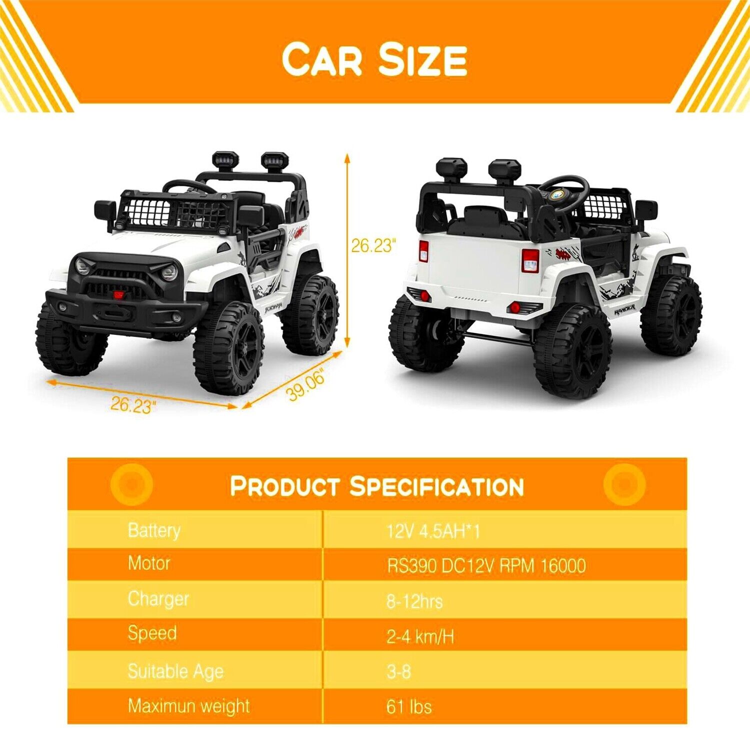 12V Electric Ride-On Truck for Kids with Remote Control and 2 Speed Options