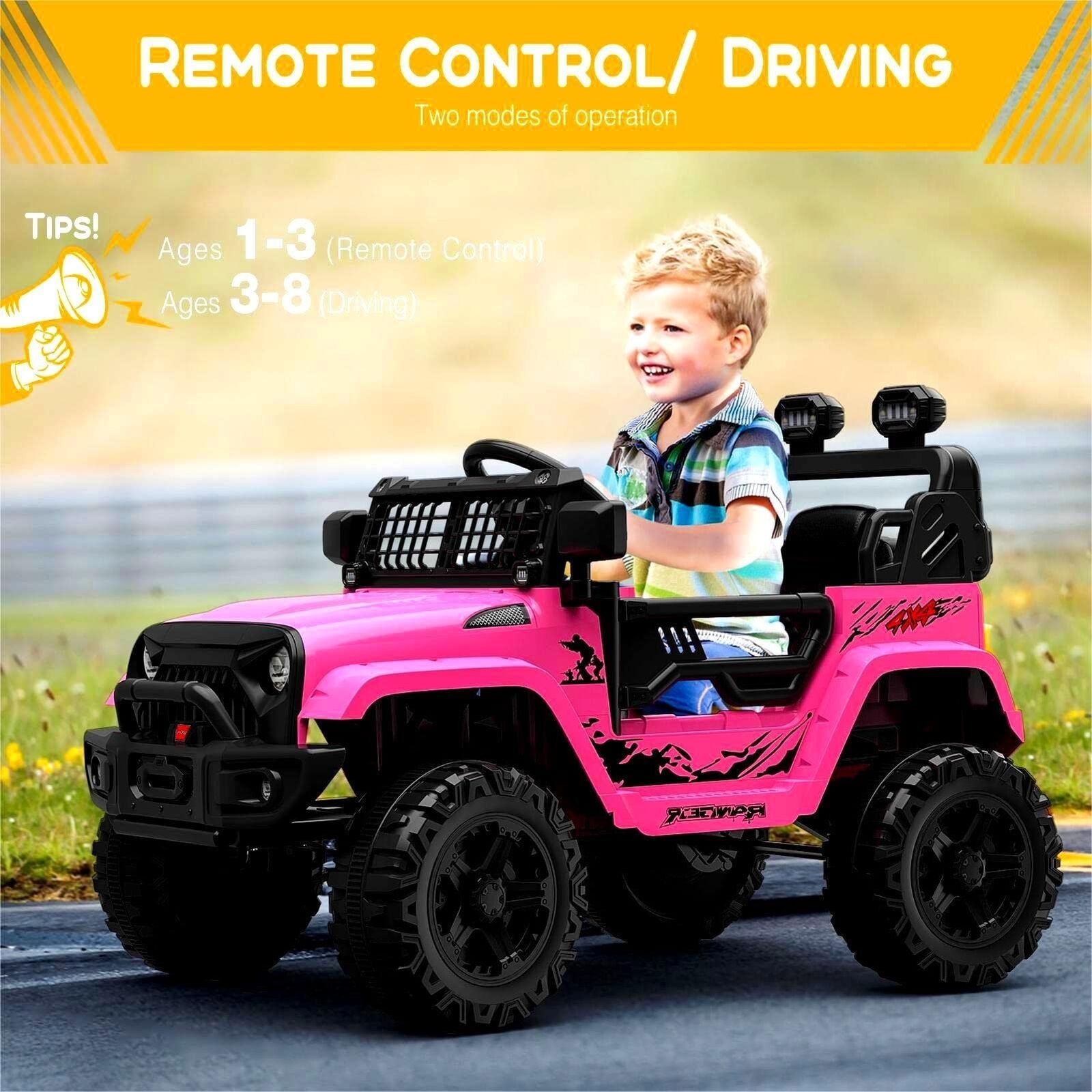 12V Electric Ride-On Truck for Kids with Remote Control and Spring Suspension
