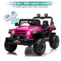 12V Electric Ride-On Truck with RC Remote Control in Rose Red