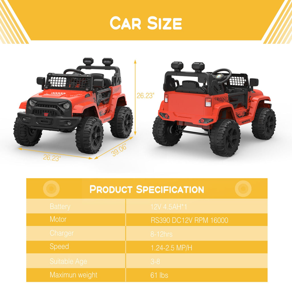 12V Electric Ride On Truck with Remote Control and LED Lights