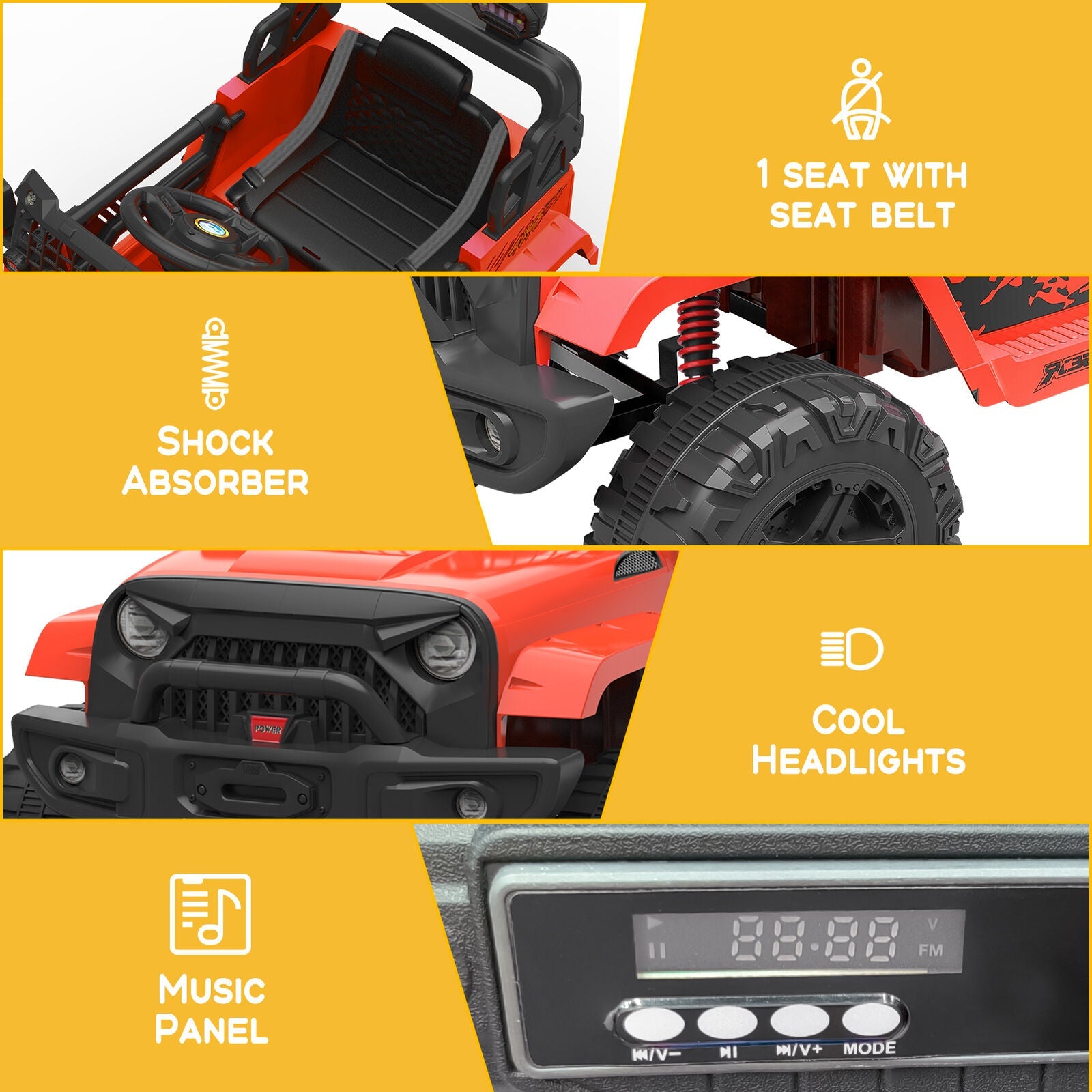 12V Electric Ride On Truck with Remote Control and LED Lights