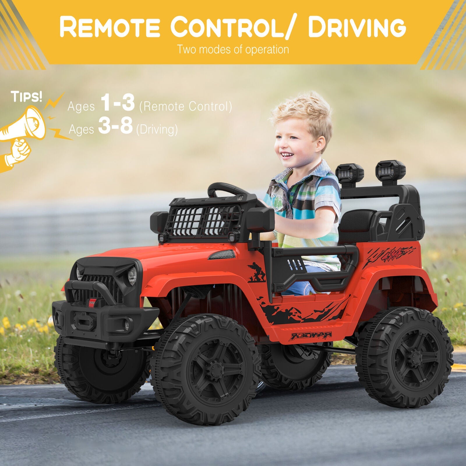 12V Electric Ride On Truck with Remote Control and LED Lights