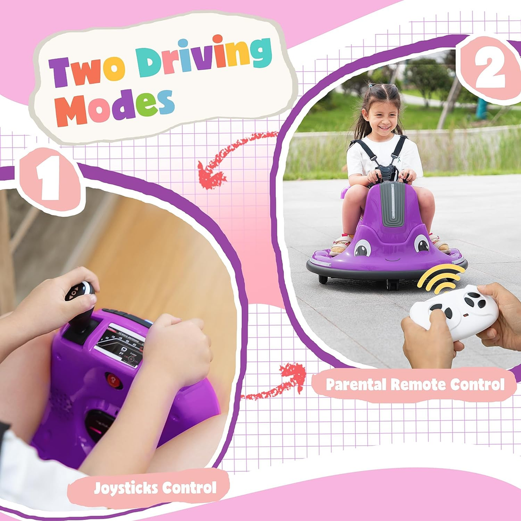 12V Electric Snail Bumper Car Ride-On Toy for Kids - Battery Powered Vehicle