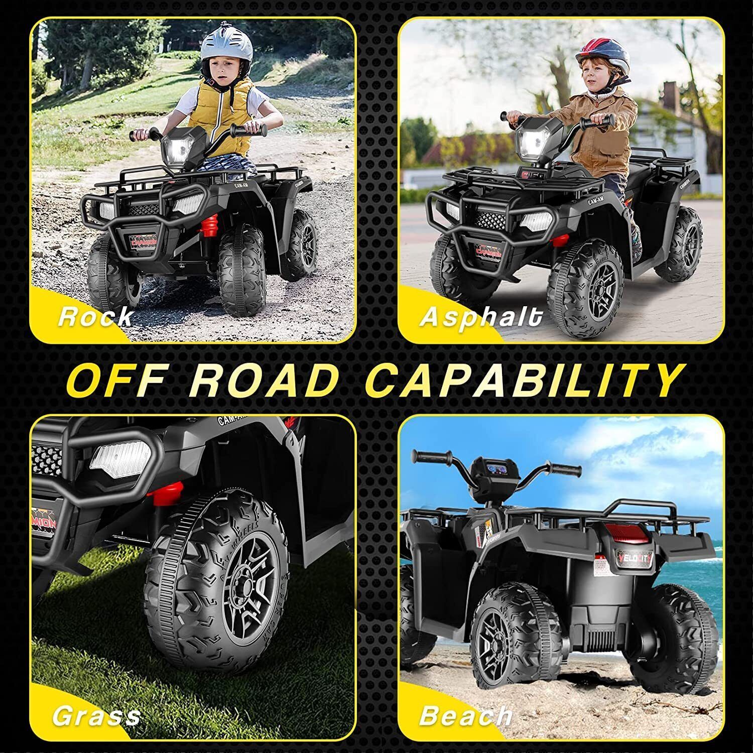 12V Electric Vehicle with High/Low Speed Treaded Tires and LED Lights