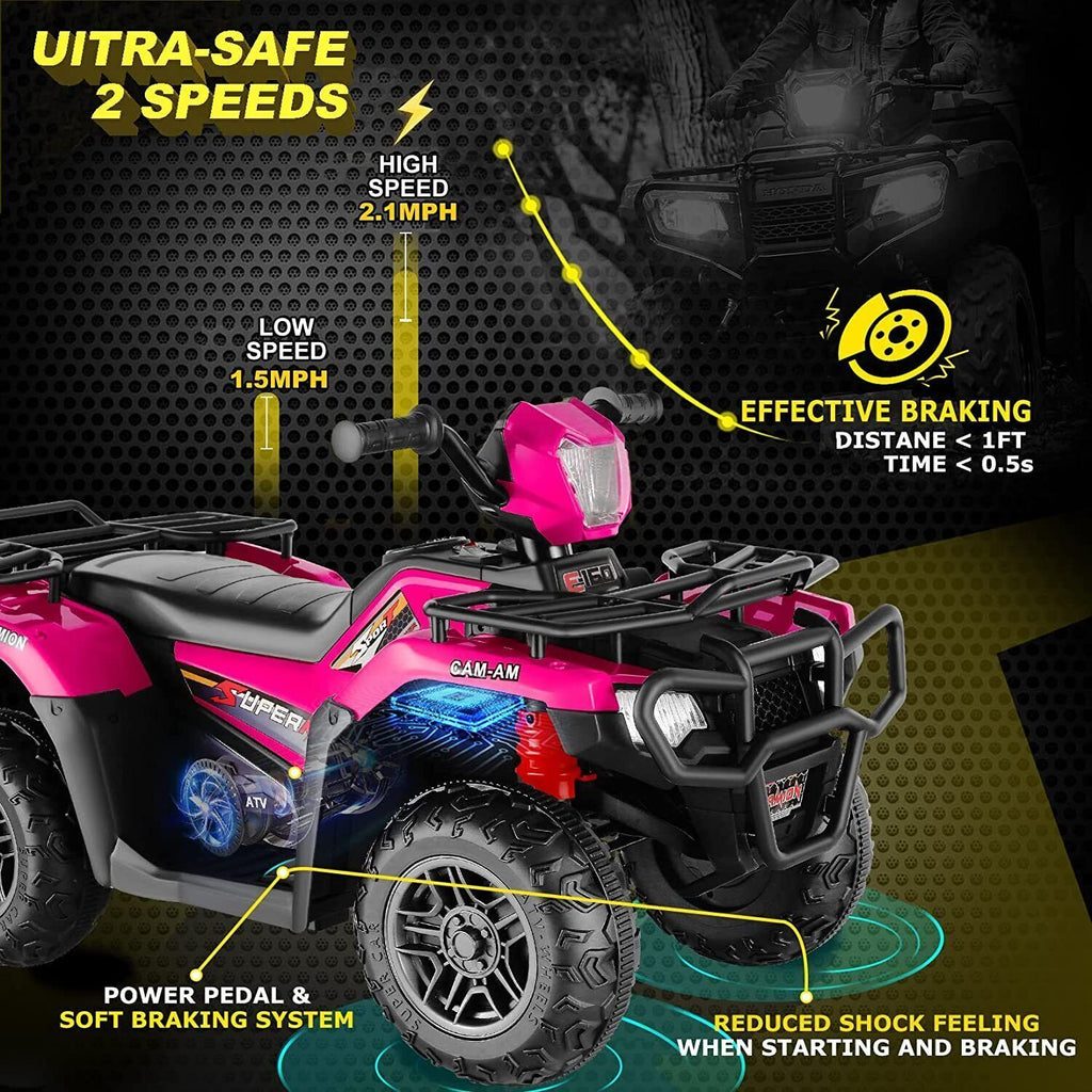 12V Electric Vehicle with High/Low Speed Treaded Tires and LED Lights