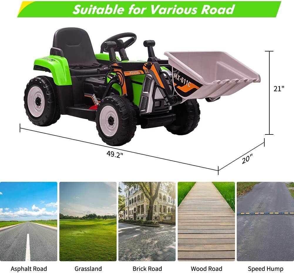 12V Excavator Ride-On Car with Remote Control and Threaded Tires for Toddlers
