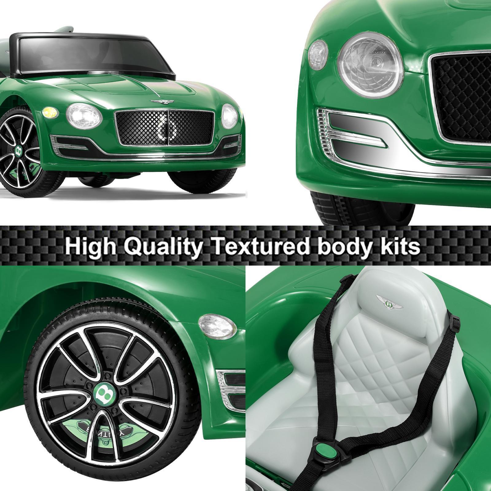 12V Green Electric Ride On Car for Kids with Remote Control - Inspired by Bentley Design