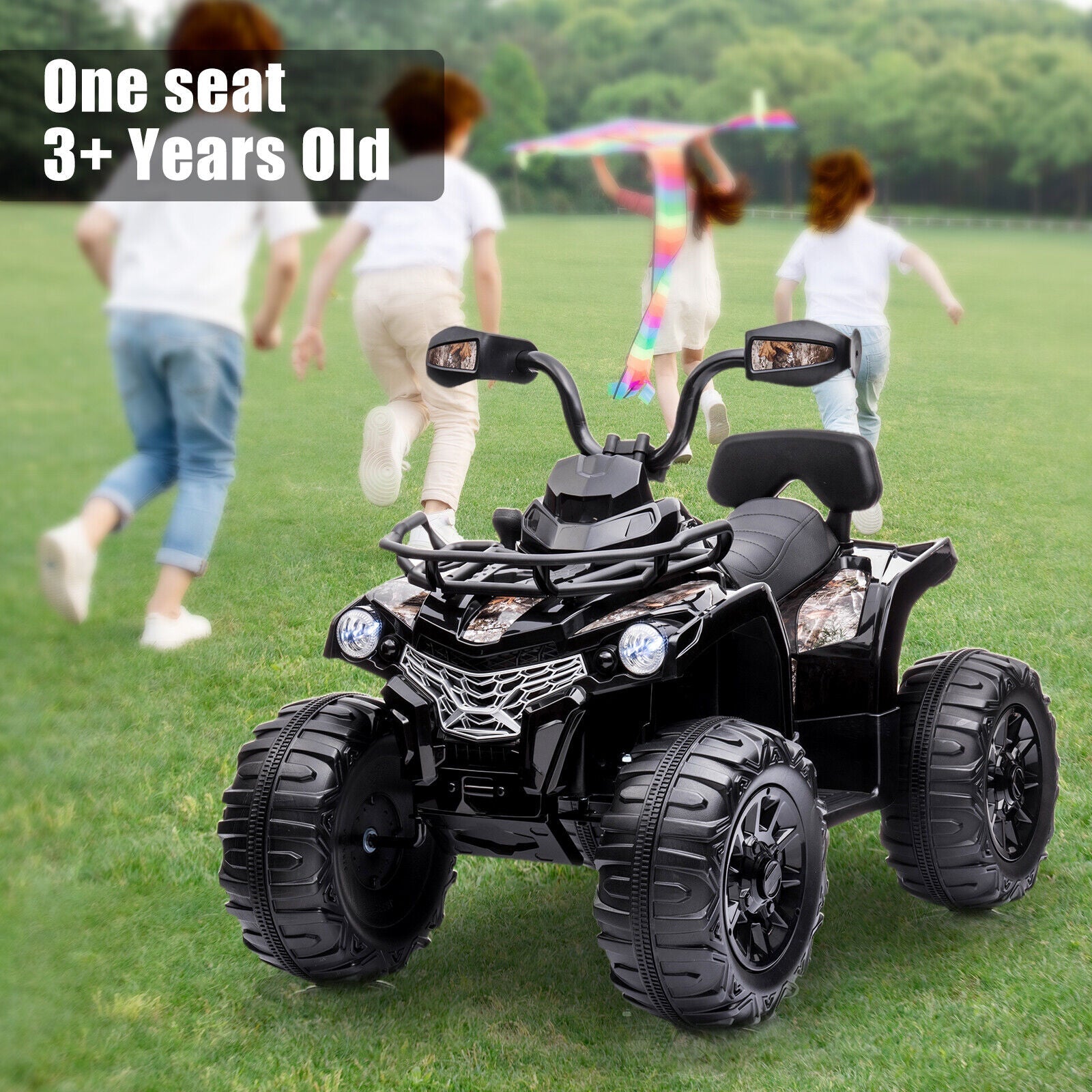12V Kids Electric ATV 4 Wheeler Quad Toy - Battery Powered in Black