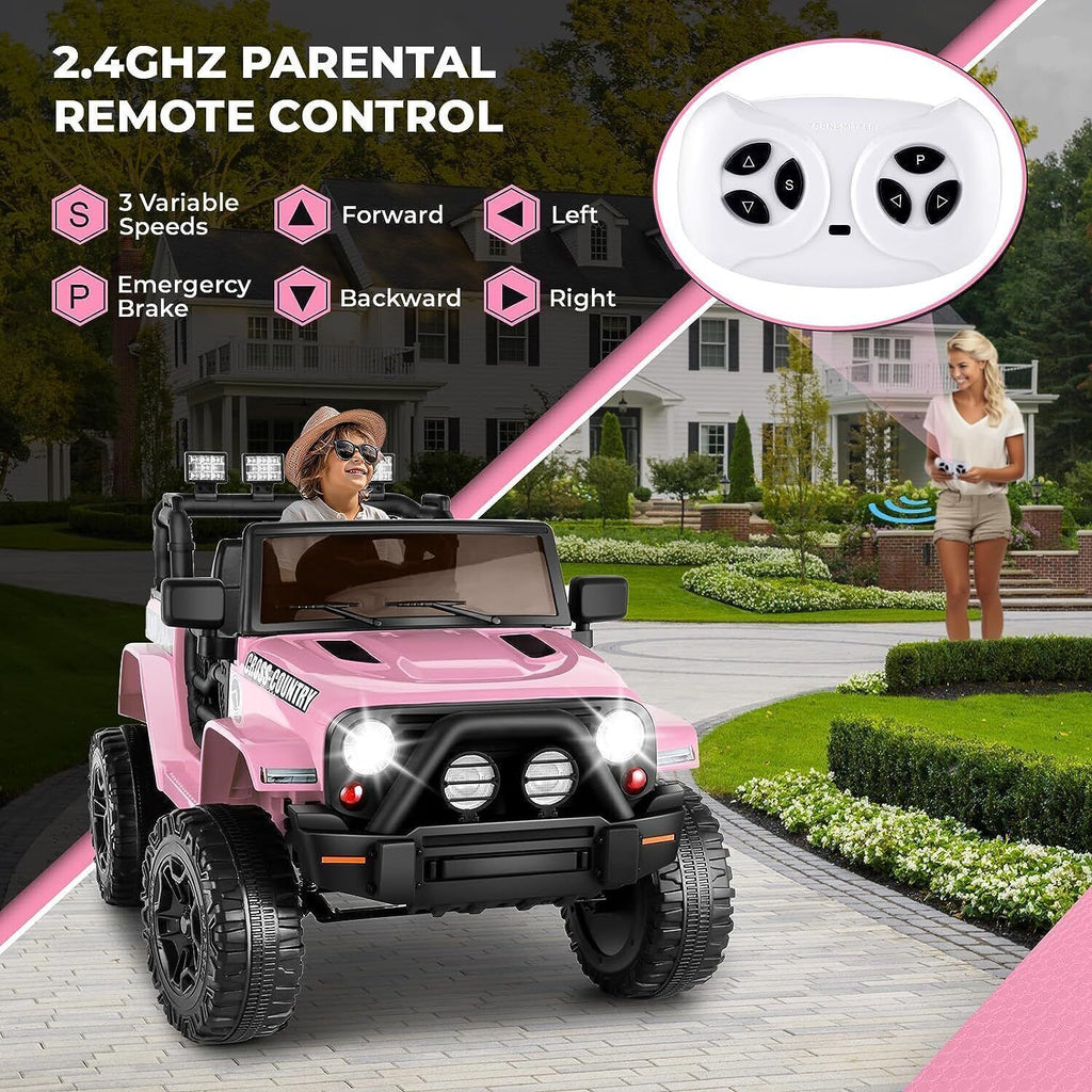 Electric Ride-On Truck with Remote Control and LED Lights - 3 Speed Options