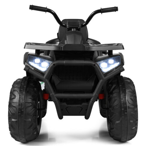 12V Kids Electric Ride On Car Toy with LED Lights in Black, Red, or White