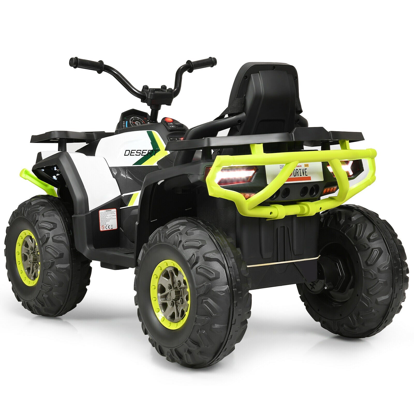 12V Kids Electric Ride On Car Toy with LED Lights in Black, Red, or White
