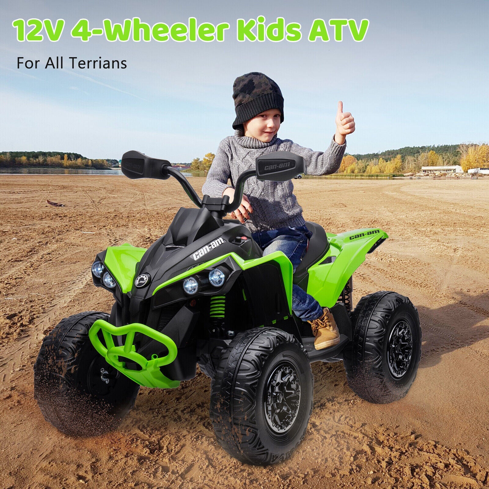 12V Kids Electric Ride On Car with Remote Control, LED Lights, and Bluetooth Music