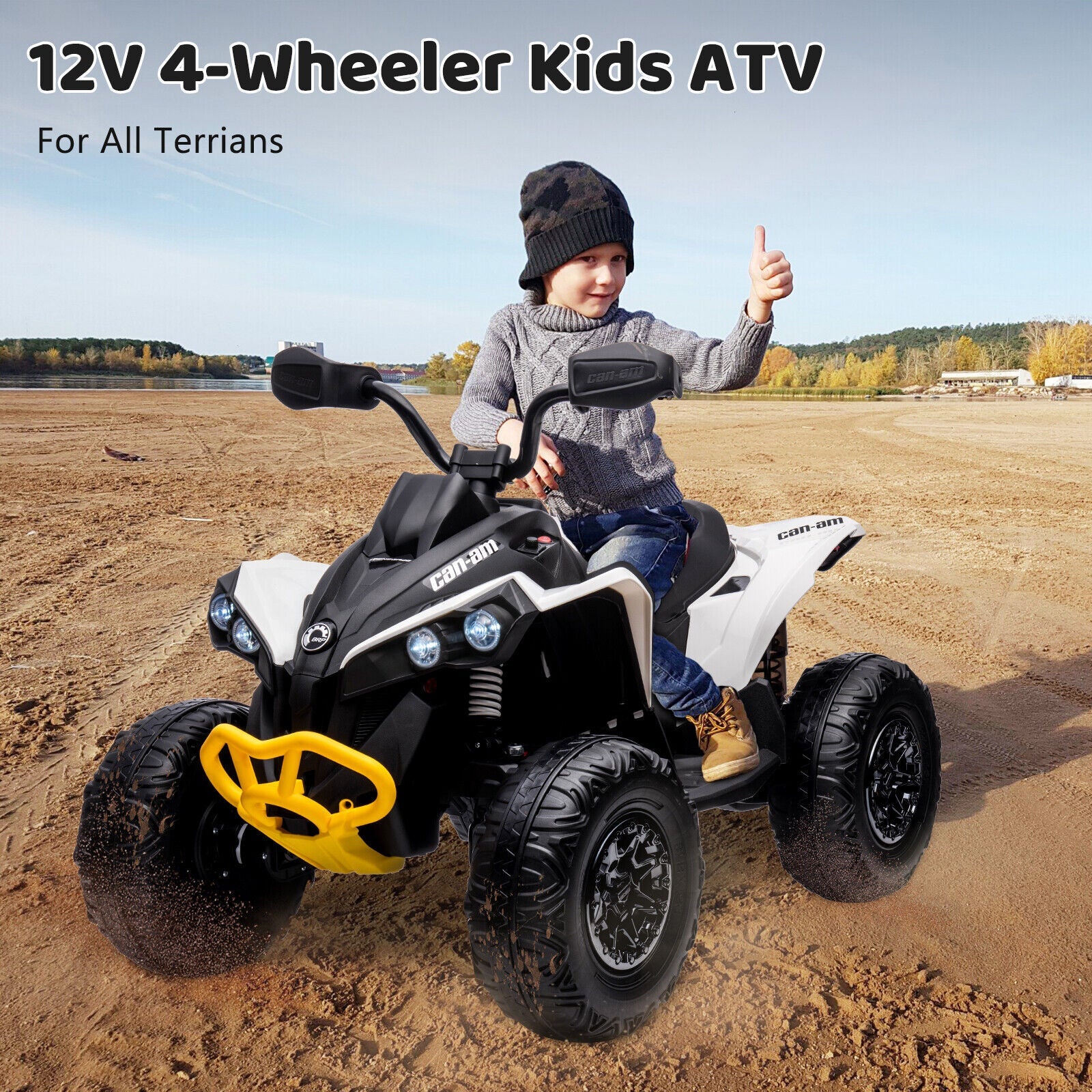 12V Kids Electric Ride On Car with Remote Control, LED Lights, and Bluetooth Music