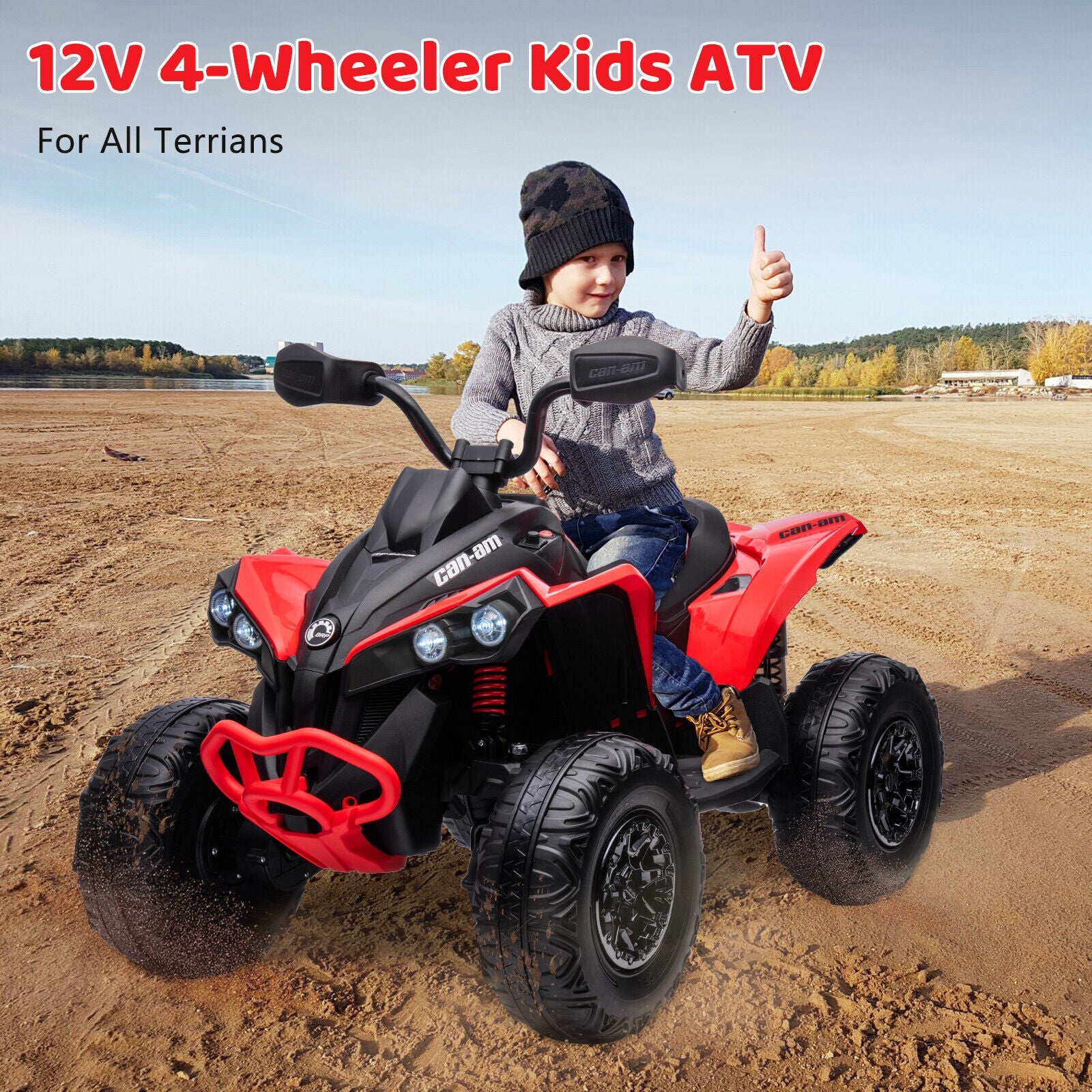 12V Kids Electric Ride On Car with Remote Control, LED Lights, and Bluetooth Music