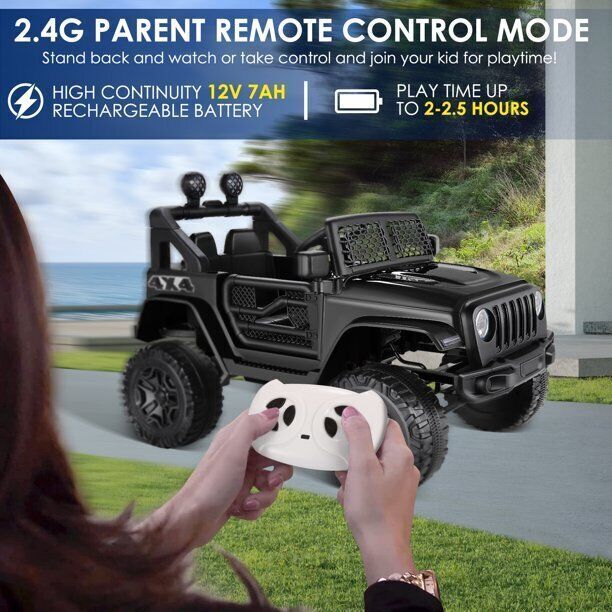 Adventure-Ready 12V Electric Jeep for Kids with Remote Control and 3-Speed Options