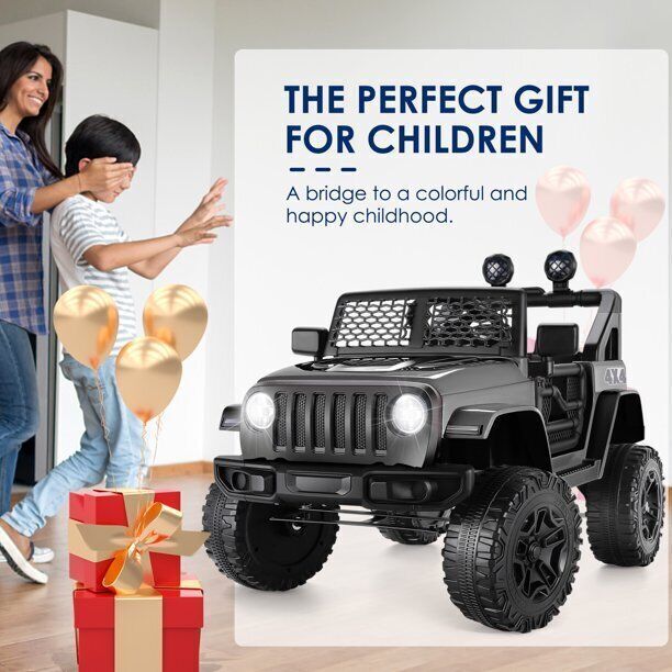 Adventure-Ready 12V Electric Jeep for Kids with Remote Control and 3-Speed Options