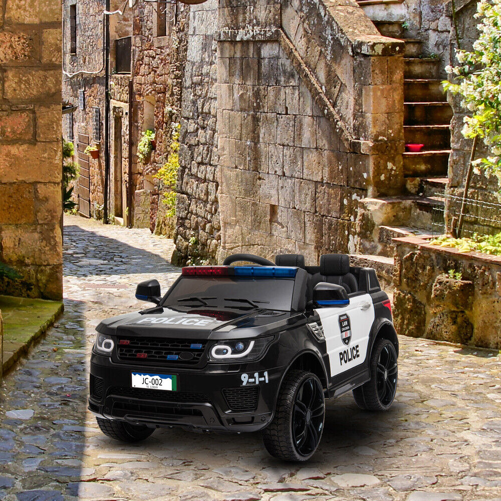 12V Kids Police Ride-On Car with Remote Control and LED Flashing Lights