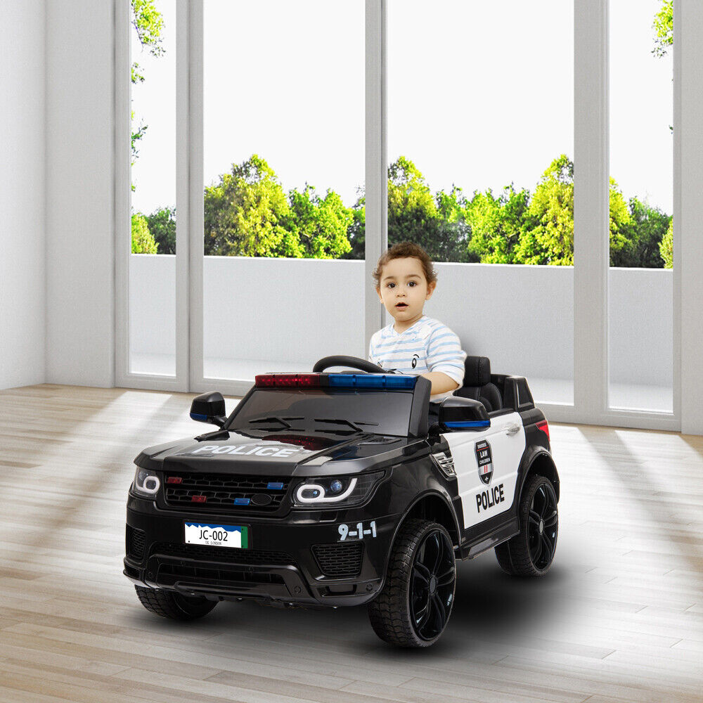 12V Kids Police Ride-On Car with Remote Control and LED Flashing Lights